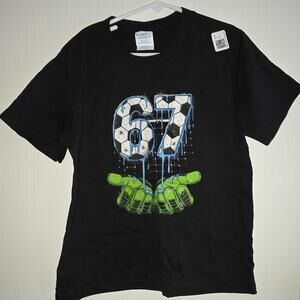 Boys Black “67” Soccer Graphic T-Shirt – Size Small